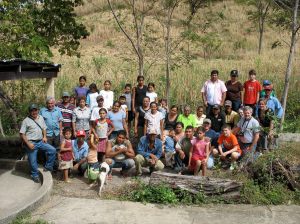 A small gathering of rural farmers who receive support from the PeaceWorks' partner FEDICAMP